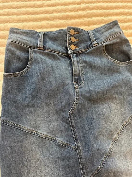 Wash Lab Denim Pieced SZ 26 Denim Maxi Skirt - Vintage Blue - Picture 6 of 12